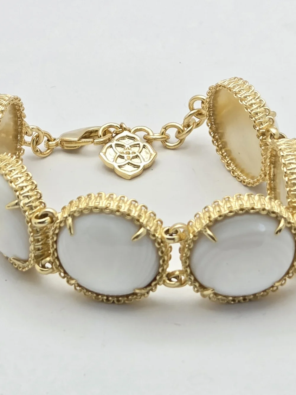 Kendra Scott Gold Tone White Banded Agate Link Bracelet
